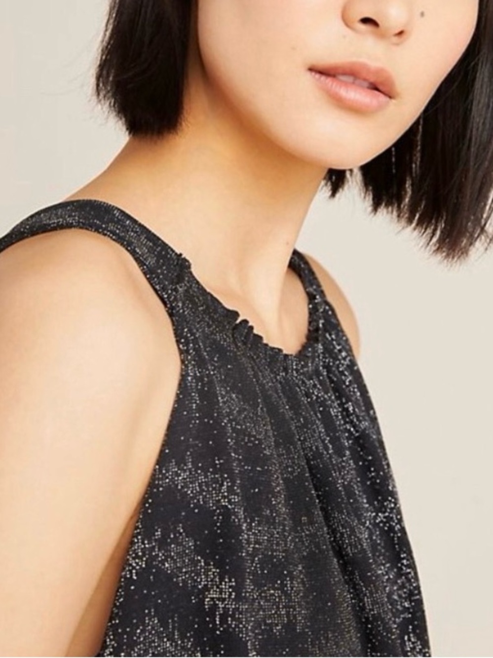 Anthropologie Carly Shimmer Top Women’s XS Black Silver Chevron Shirt New Years